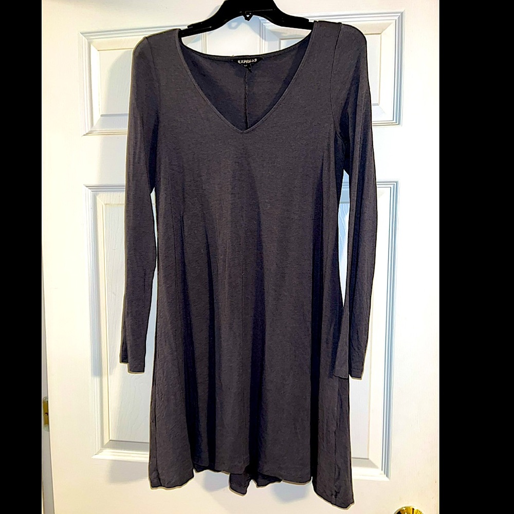Express Long Sleeve Grey Dress
